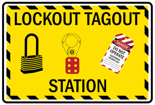 Lock out sign and labels lockout tagout station