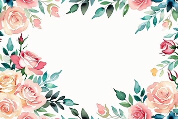 Obraz premium spring flower frame background with watercolor made with Generative AI