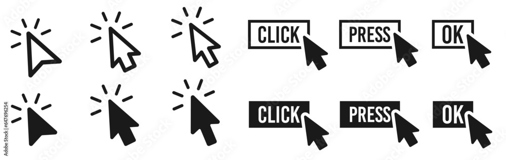 Poster vector hand cursors icons click set