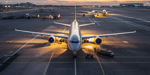 Air Travel: Wide-Body Aircraft on Airport Runway