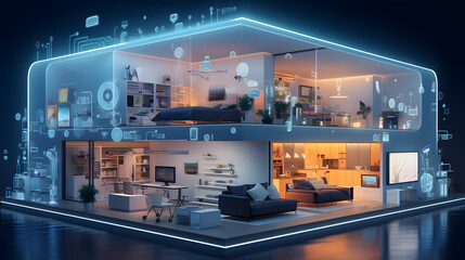 Fototapeta premium Futuristic Smart Home with Connected Devices for Modern Living