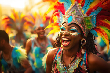 Fototapeta na wymiar Colorful Carnival Celebration in the Streets