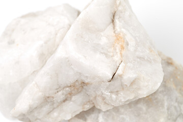 Set of sauna stones isolated on white background. Natural mineral rock quartz, quartzite.