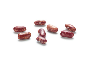 Dried red speckled kidney beans isolated on white background