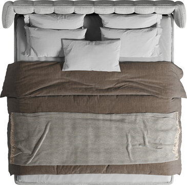 Top view of double bed with headboard