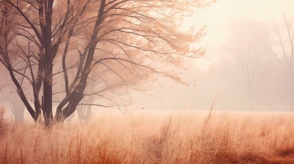 Obraz na płótnie Canvas misty morning in the forest, foggy autumn scenery