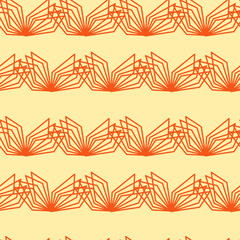 Orange abstraction on a yellow background. Vector seamless pattern. Background illustration, decorative design for fabric or paper. Ornament modern new