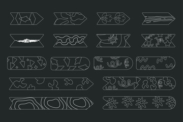 Template outline hand drawn cute stickers, bookmarks