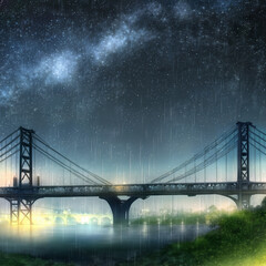 Glimmering Bridge at Night