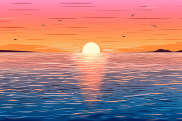 sunset cartoon style