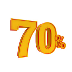 3d golden number 70% percent angled left