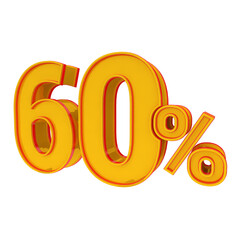 3d golden number 60% percent angled right