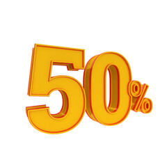 3d golden number 50% percent angled left