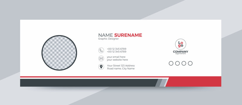 Business email signature with an author photo place modern and minimal layout