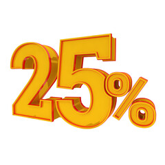 3d golden number 25% angled