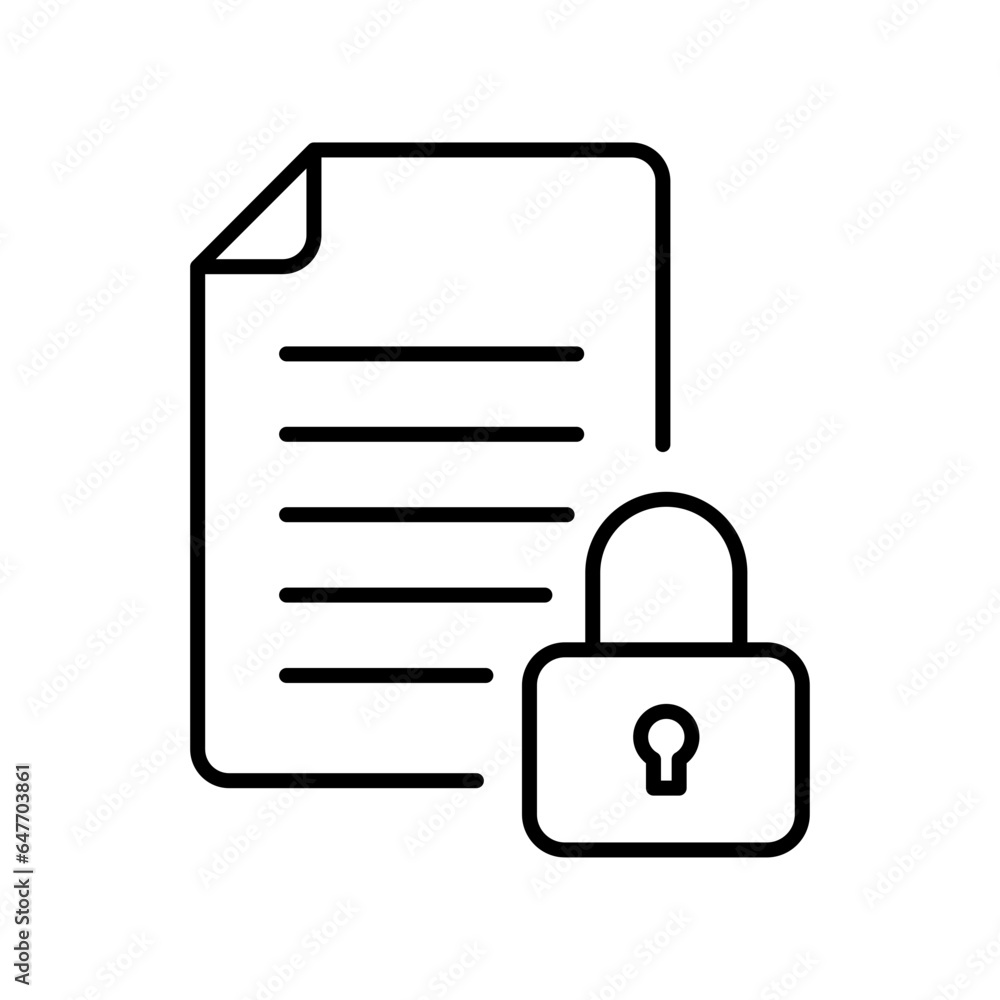 Poster document lock icon, secure file confidential folder, privacy. security contract. web cyber lock sign