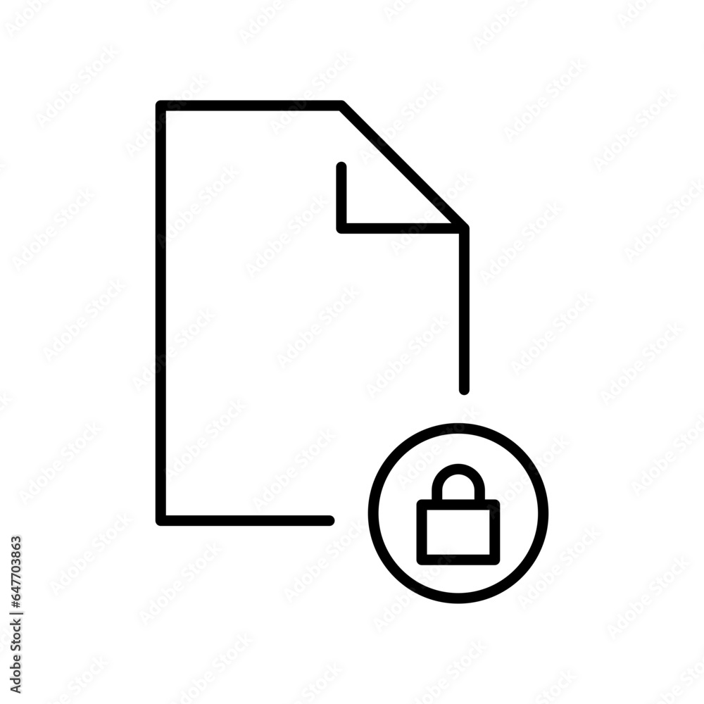 Poster document lock icon, secure file confidential folder, privacy. security contract. web cyber lock sign