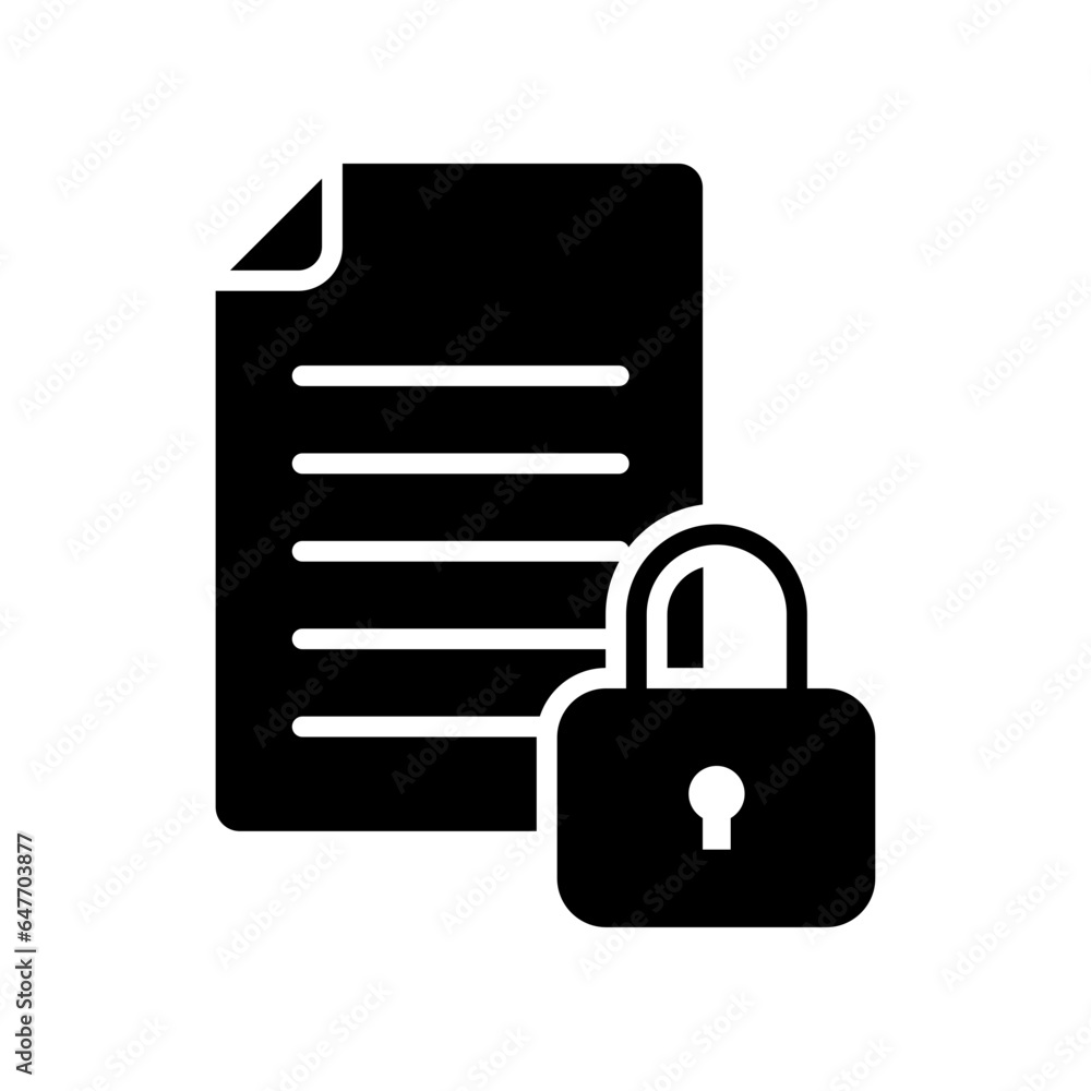 Poster document lock icon, secure file confidential folder, privacy. security contract. web cyber lock sign