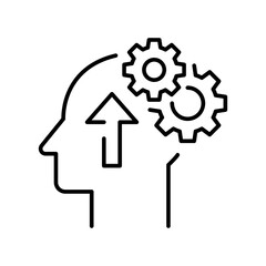 Cognitivity icon, improvement cognitive ability, human brain mental strength, Brainstorming   analytical mindset solving. vector illustration. design on white background.