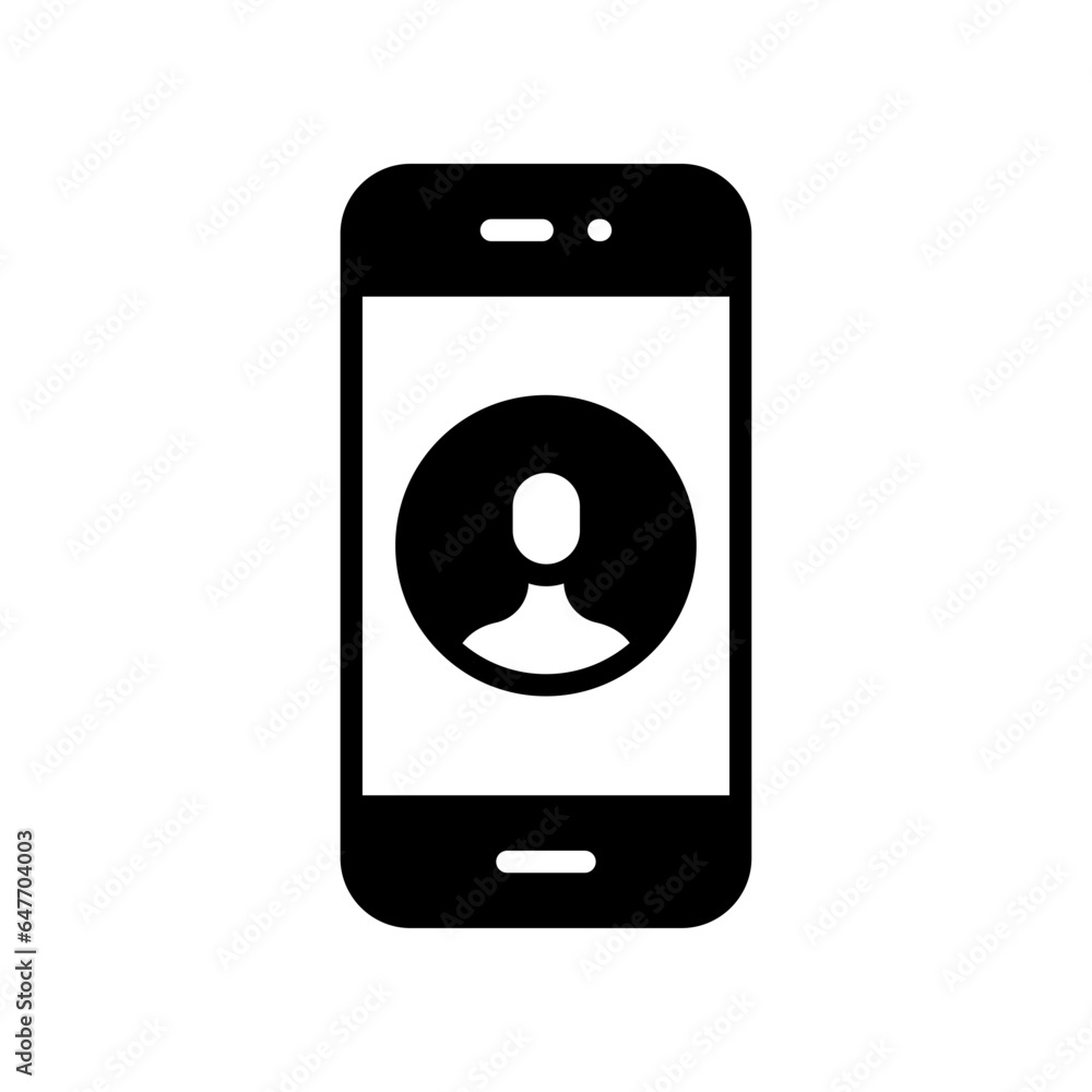 Poster mobile account glyph icon, create new my profile for profile network. user page in social network te