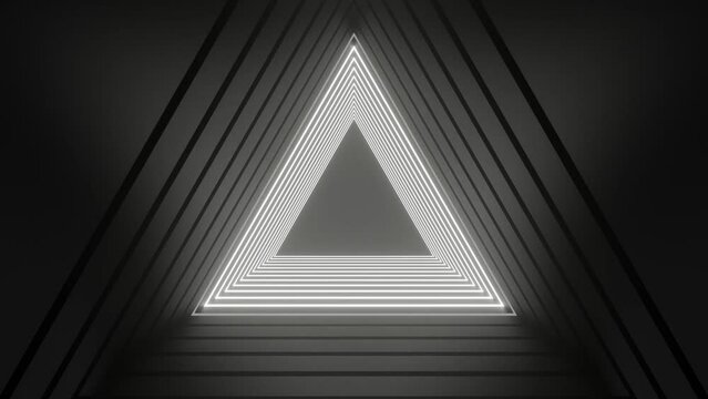 animation of triangular lights moving from back to front in the hallway