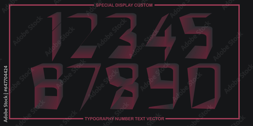 Poster assorted digital custom vector numbers. minimum. color gradation. dark. banner network. 3d effect. d