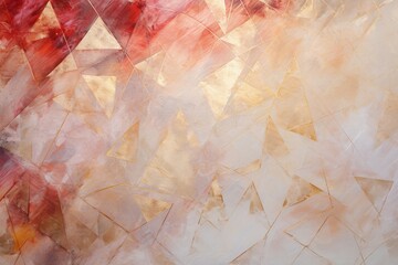 抽象油絵背景バナー）三角を使ったデザインの白と赤と金色