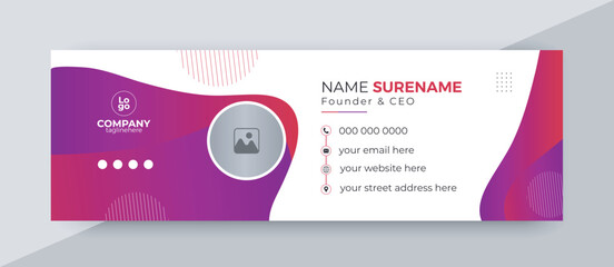 Corporate Email signature template or email footer and personal social media cover templates with an author photo place creative modern layout