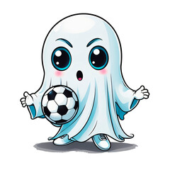 cute ghost playing football