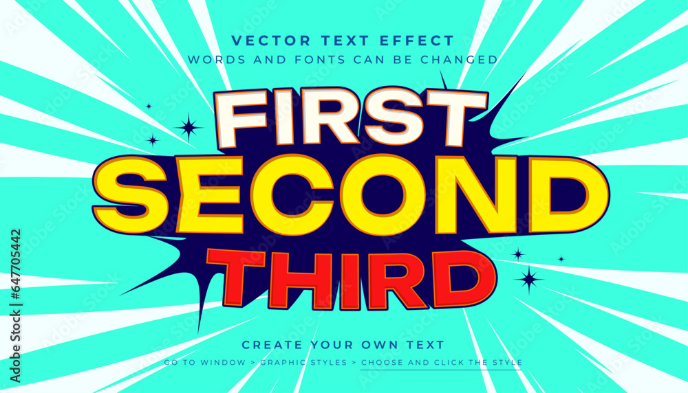 Aufkleber vector editable 3d flat shadow text effect. set promotion graphic style on abstract background