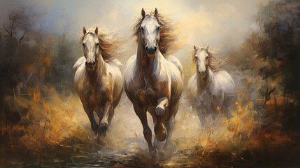 Three horses in the landscape
