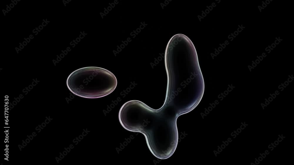 Poster animation of liquid metaballs merging and flowing
