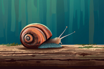 cartoon style of a snail - obrazy, fototapety, plakaty