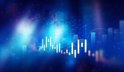 Stock market investment trading graph growth.Investment finance chart,stock market business and Development graph profit,  goal achievement.