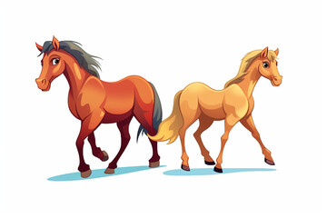 cartoon style of a pair of horses
