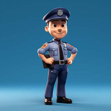 3d coustoms officer cartoon character 