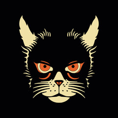 simple angry cat tshirt vector illustration template design