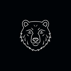 simple line art bear wild animal logo vector illustration template design