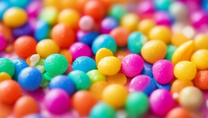 Fototapeta na wymiar Festín de Color: Delicias de Caramelo y Bombones Variopintos. Dulces de Pascua: Esferas de Caramelo y Bombones Coloridos