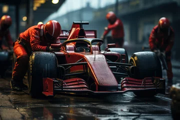 Zelfklevend Fotobehang Formule 1 Race car on the, formula 1 race track,