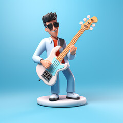 Obraz premium 3d musician cartoon character 