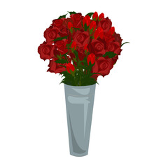 bouquet of red roses. Vector hand drawn illustration