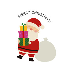 プレゼントを持ったサンタクロースのイラスト Clip art of Santa Claus holding a present