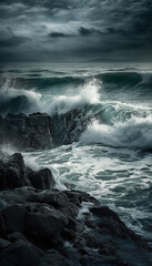 Obraz premium stormy ocean, created with generative ai technology. 