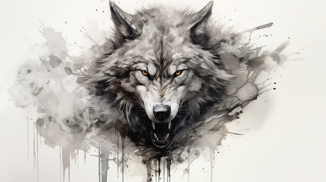 lobo desenho em fundo branco 