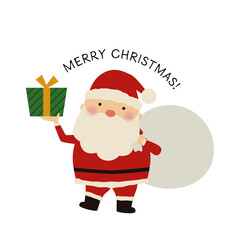 プレゼントを持つサンタクロースのイラスト　Clip art of Santa Claus holding a present