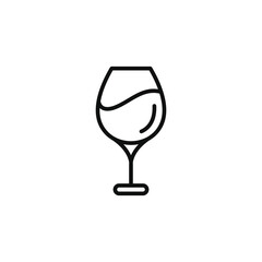 Wine glass line icon isolated on white background