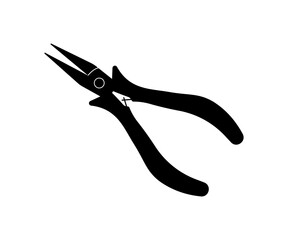 Needle nose pliers black vector illustration.