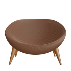 3d illustration, front view of brown rattan chair, contemporary design, casual, natural. Decorative furniture in the living room Separate from the background - clipping path
