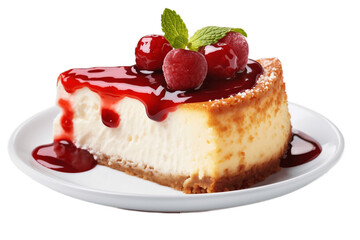 Portrait of Cheese Cake Isolated on transparent Background. Generative AI